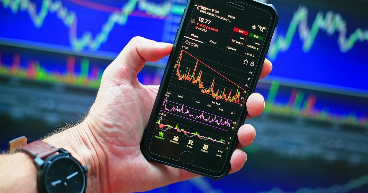 Smartphone avec des actions en Bourse